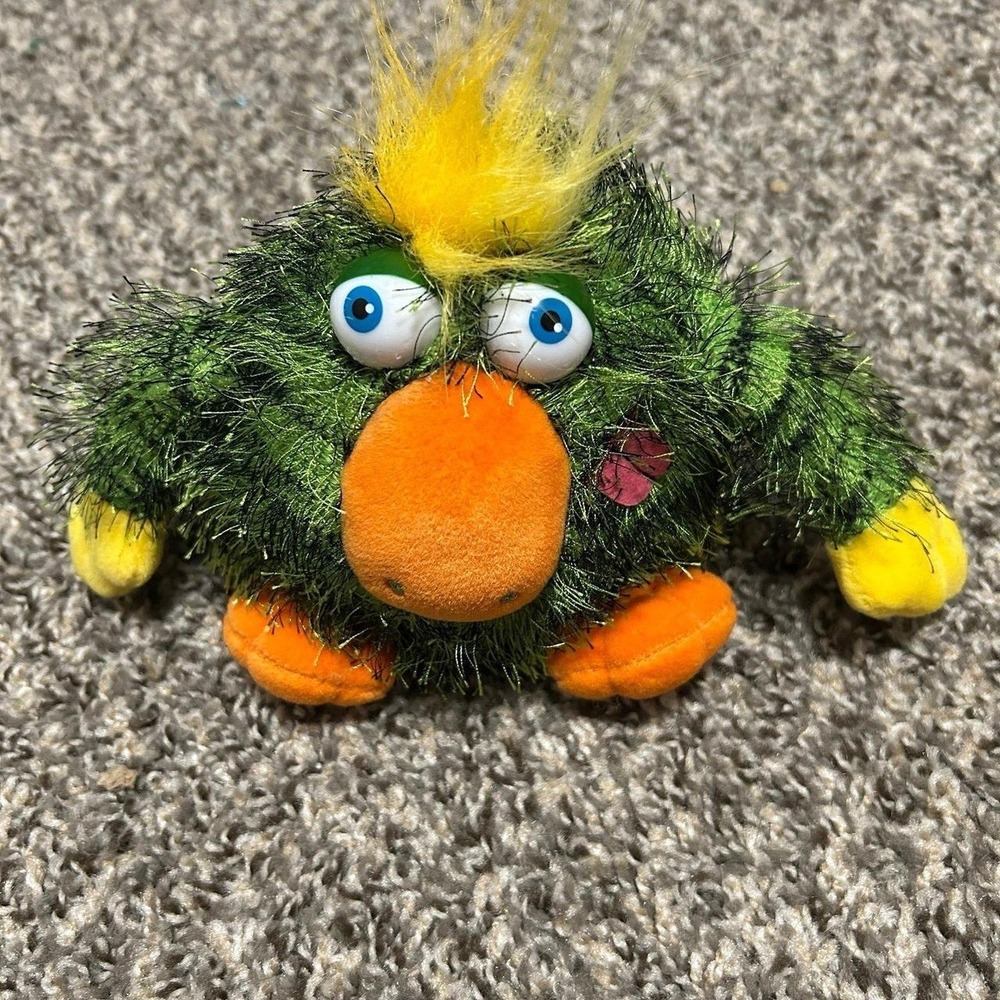 Vintage Aurora Huggable Gork Monster Plush Fuzzy Green Silly